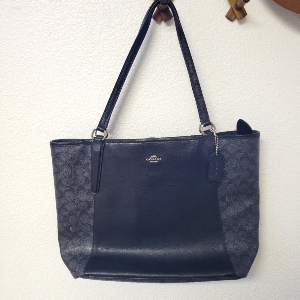 Coach Black and Gray Signature Tote